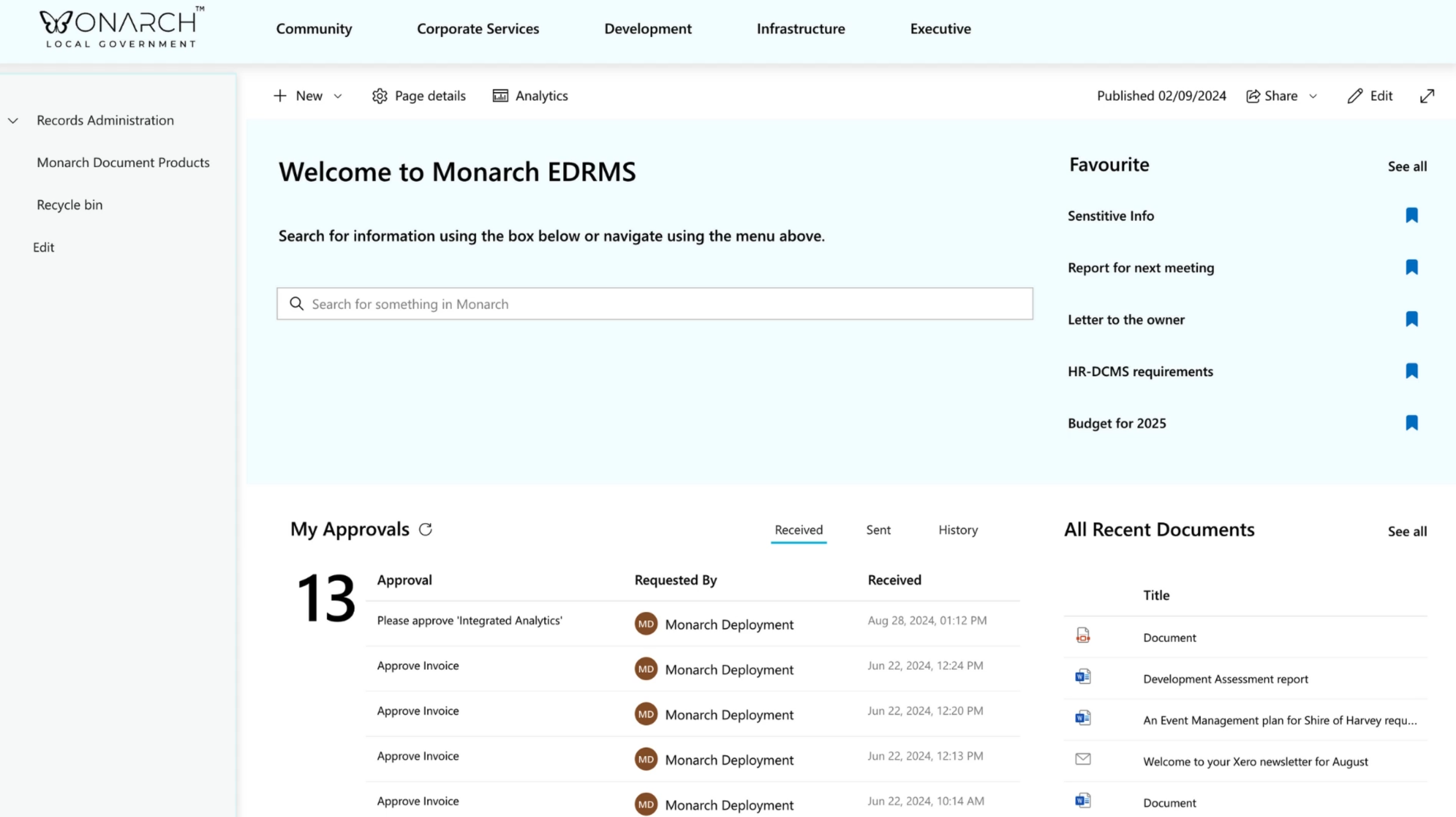 Monarch EDRMS interface